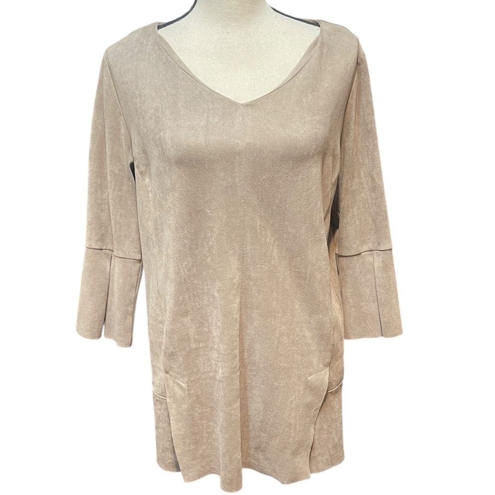 Soft Surroundings Tan Faux Suede Tunic Top Women's Medium
